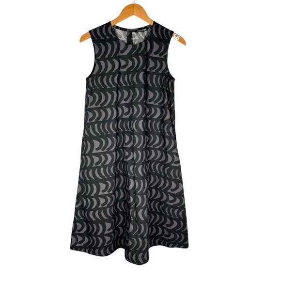 MARIMEKKO X UNIQLO Women's Black Gray Wavy Sleeveless A-Line Dress Small - Picture 1 of 6